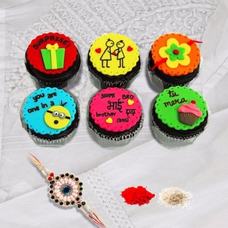 Cup cakes for brother with rakhi Rakhi Gifts Delivery Jaipur, Rajasthan